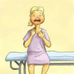 Cartoon woman with an allergic reaction